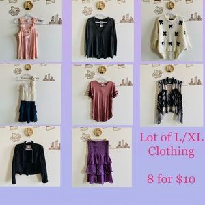 8 for $10 Bundle of Tops Dresses Blazer and Sweaters Sizes L & XL